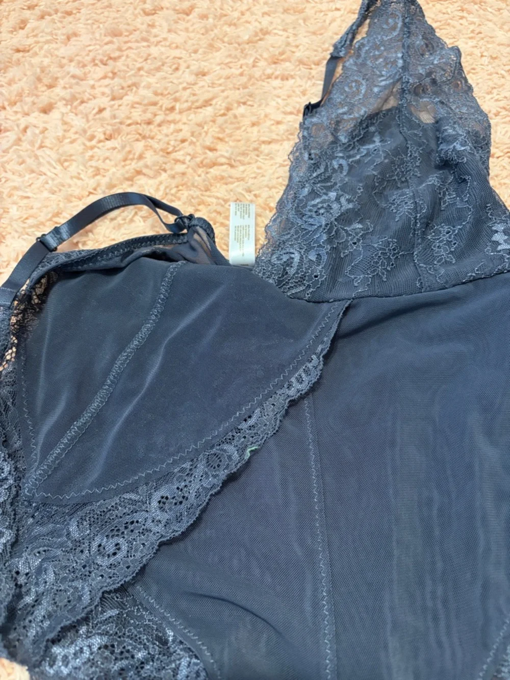 Adrienne Vittadini smoke blue Lace lingerie teddy body suit adjustable straps M
